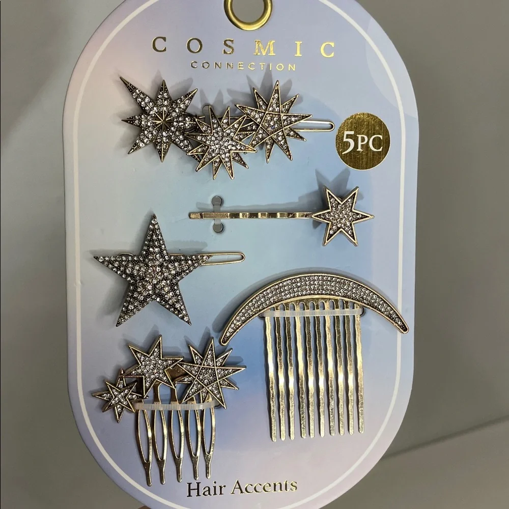 Stars and Crescent Moon Celestial Hair Pin Accessories Set